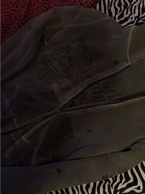 Dark Gray Embellished Zip-Up Hoodie